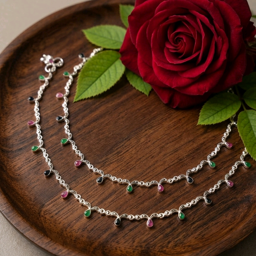 Sterling Silver Marcasite Anklets 